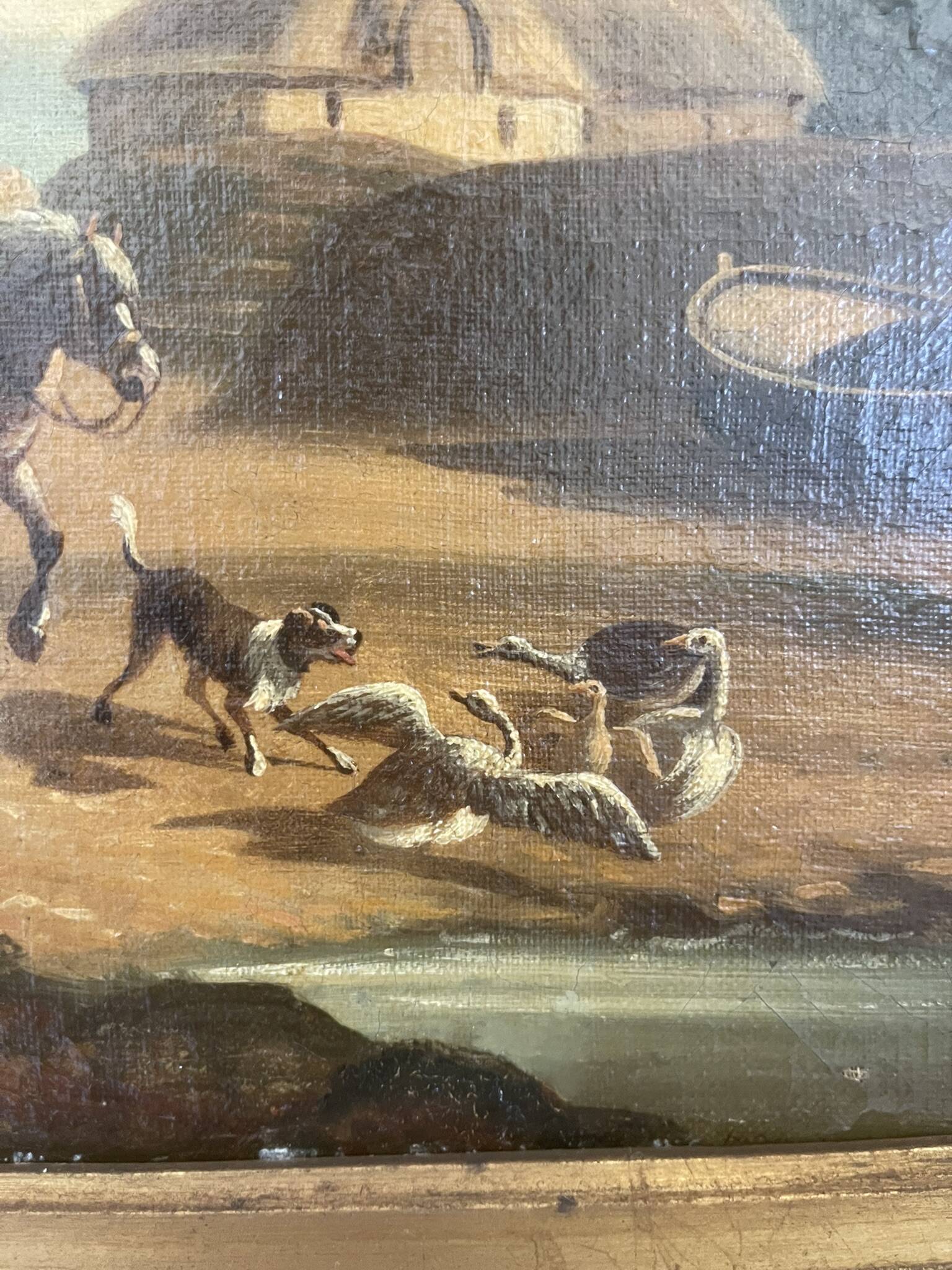 Old Painting French School Marine Port 19th Century Gaultier