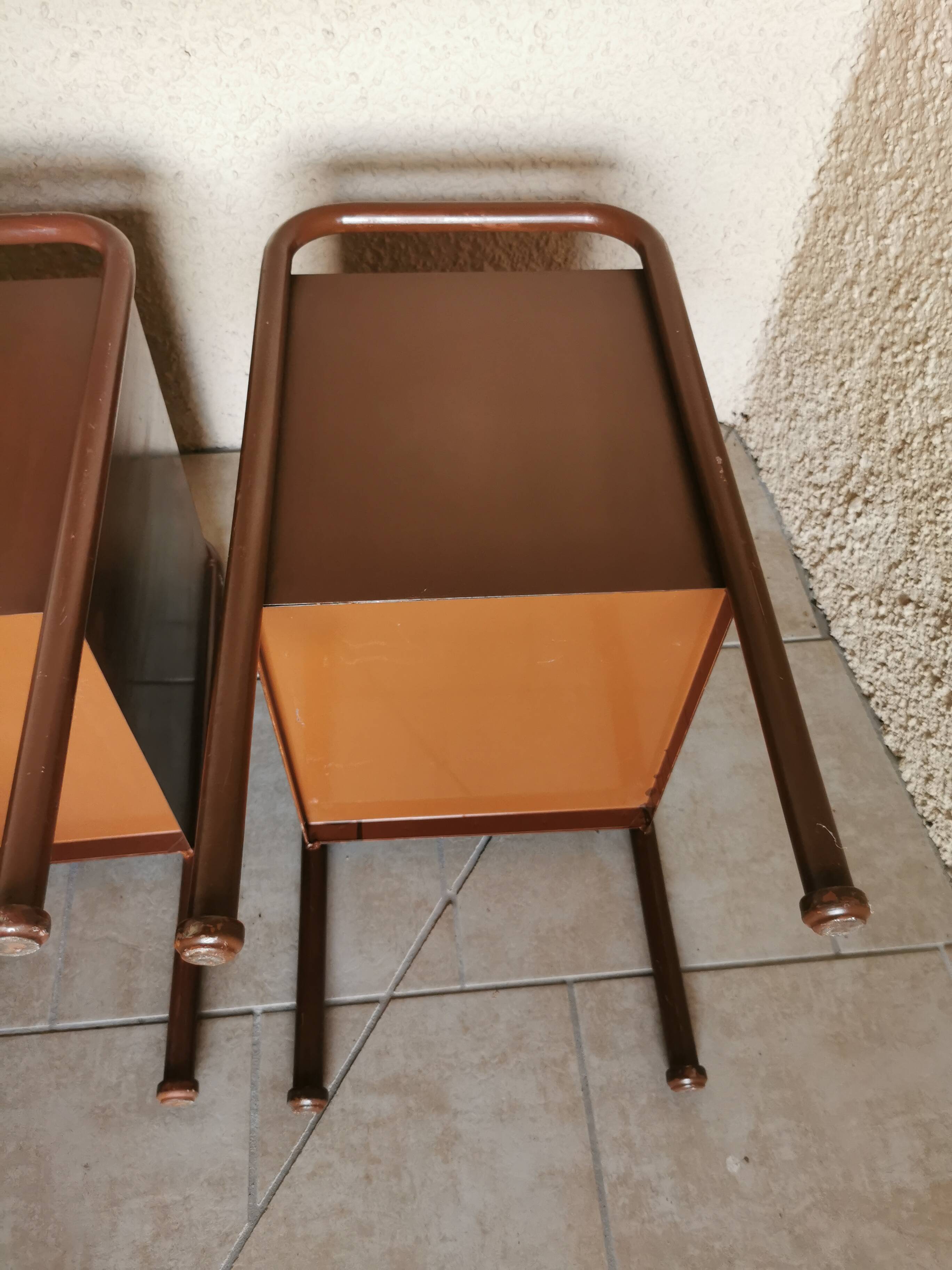 Pair of boarding school bedside tables