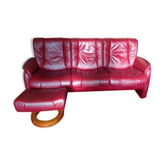 Sofa himmola cuir red with ottoman