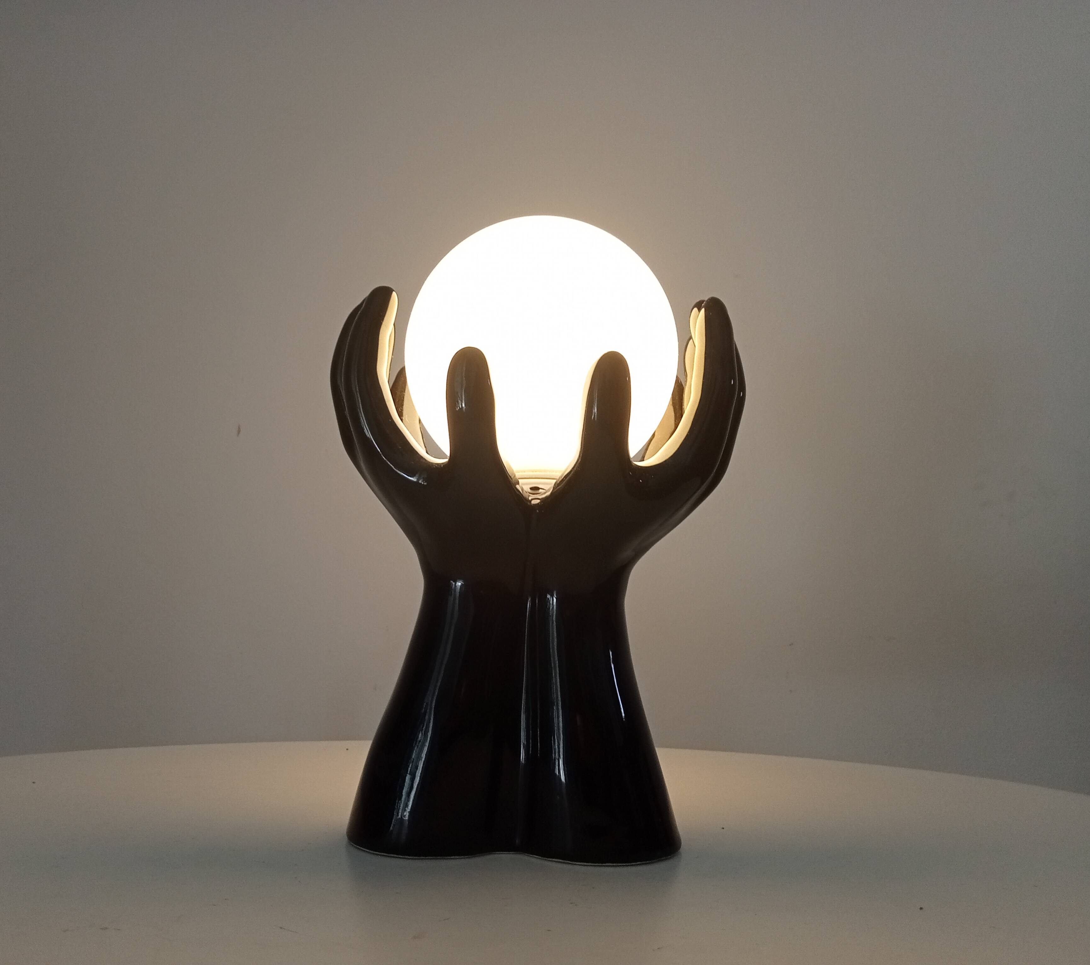 Vintage Italian ceramic and opaline lamp from the 80s