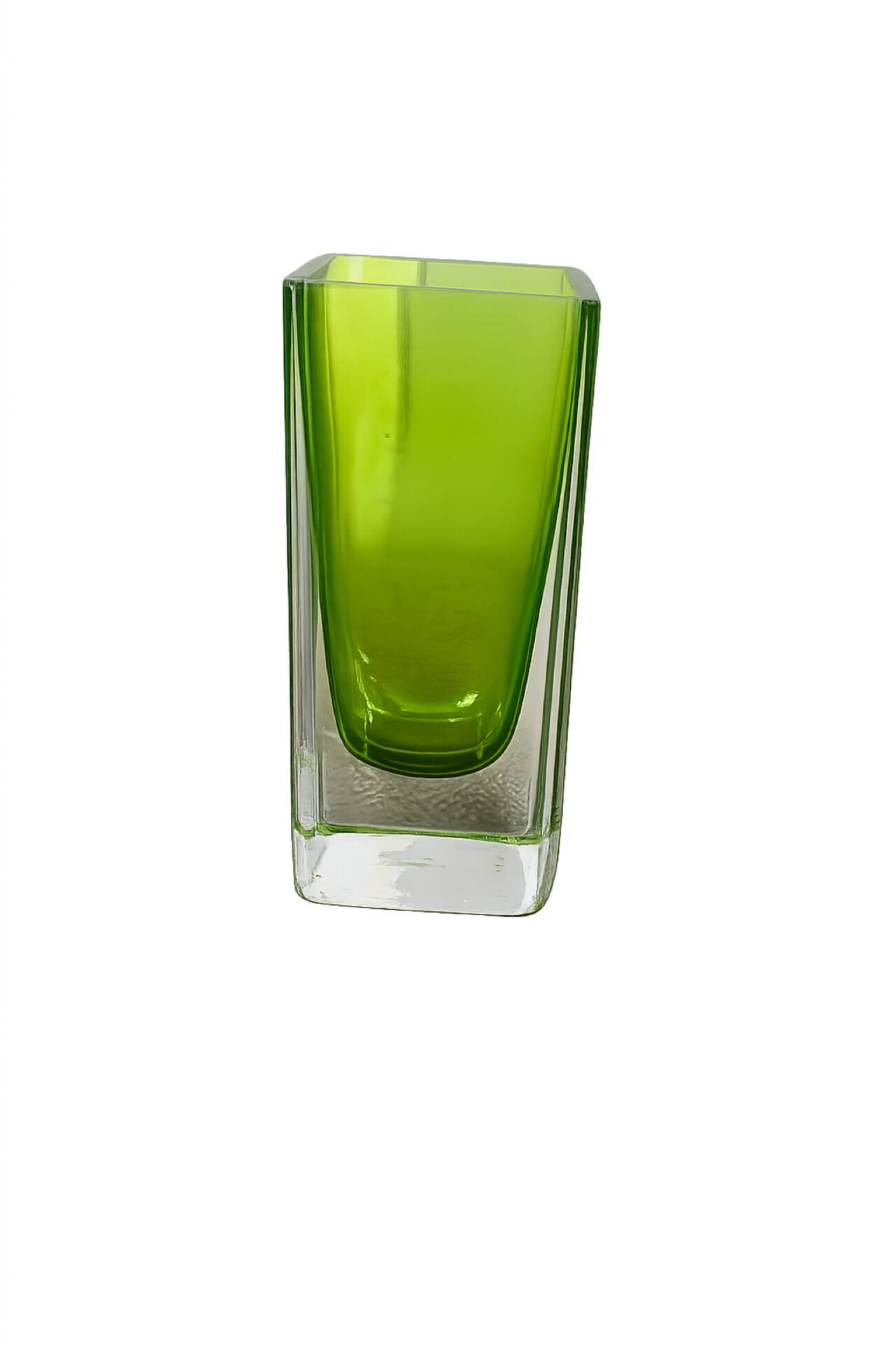 Vintage Italian glass vase in green sommerso – Murano style – 14 cm – A