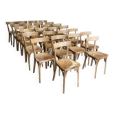 Set of 26 Baumann wooden bistro chairs from the 1950s France