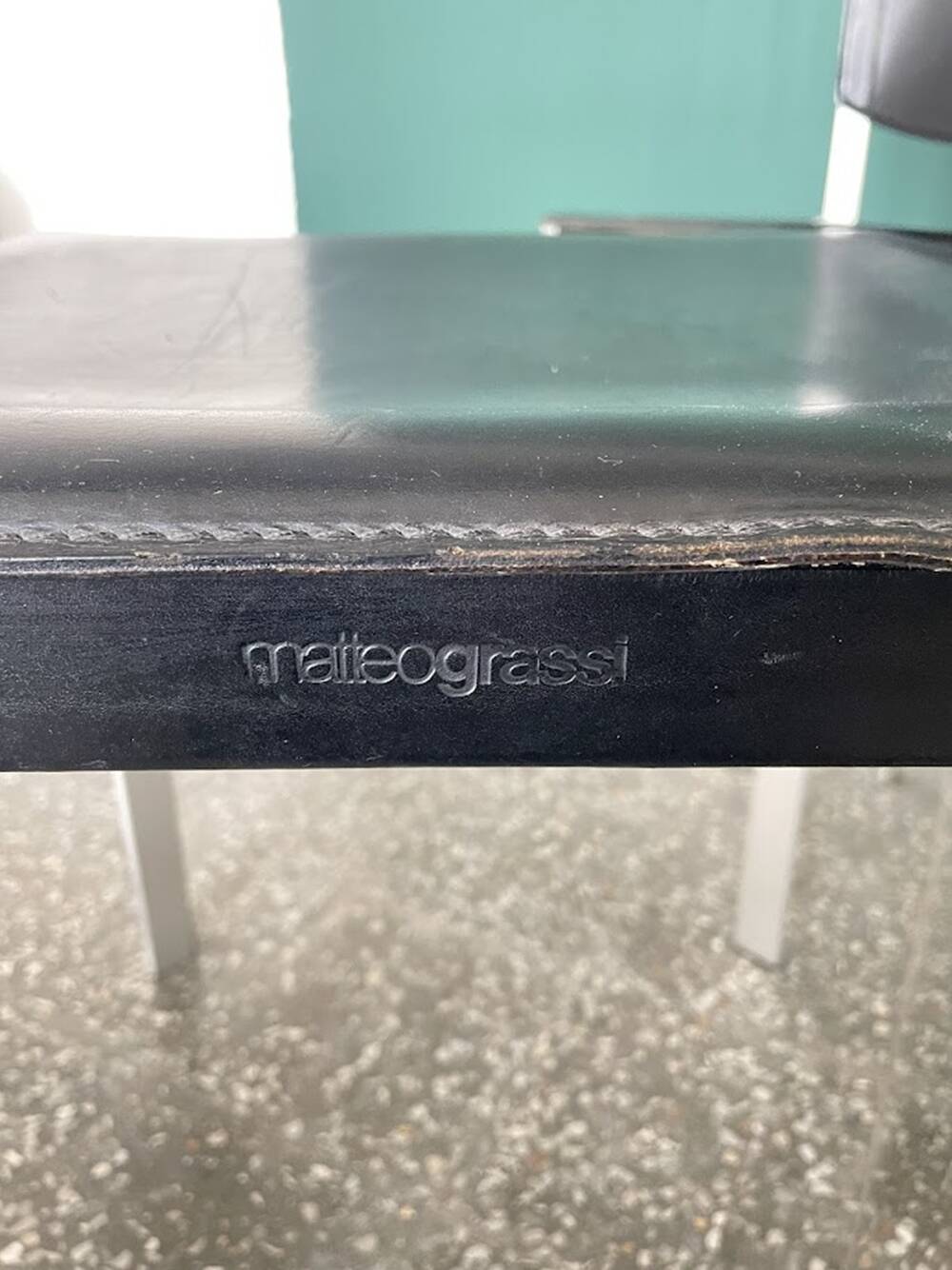 Set of 4 Matteo Grassi Postmodern Black Leather Dining Chairs, Italy, 1980s