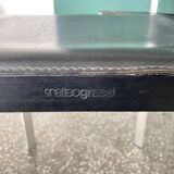 Set of 4 Matteo Grassi Postmodern Black Leather Dining Chairs, Italy, 1980s