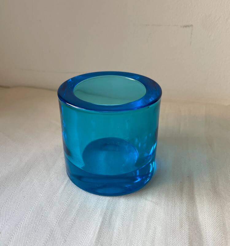 Vintage Sky Blue Iittala Kivi x Marimekko Candle Holder