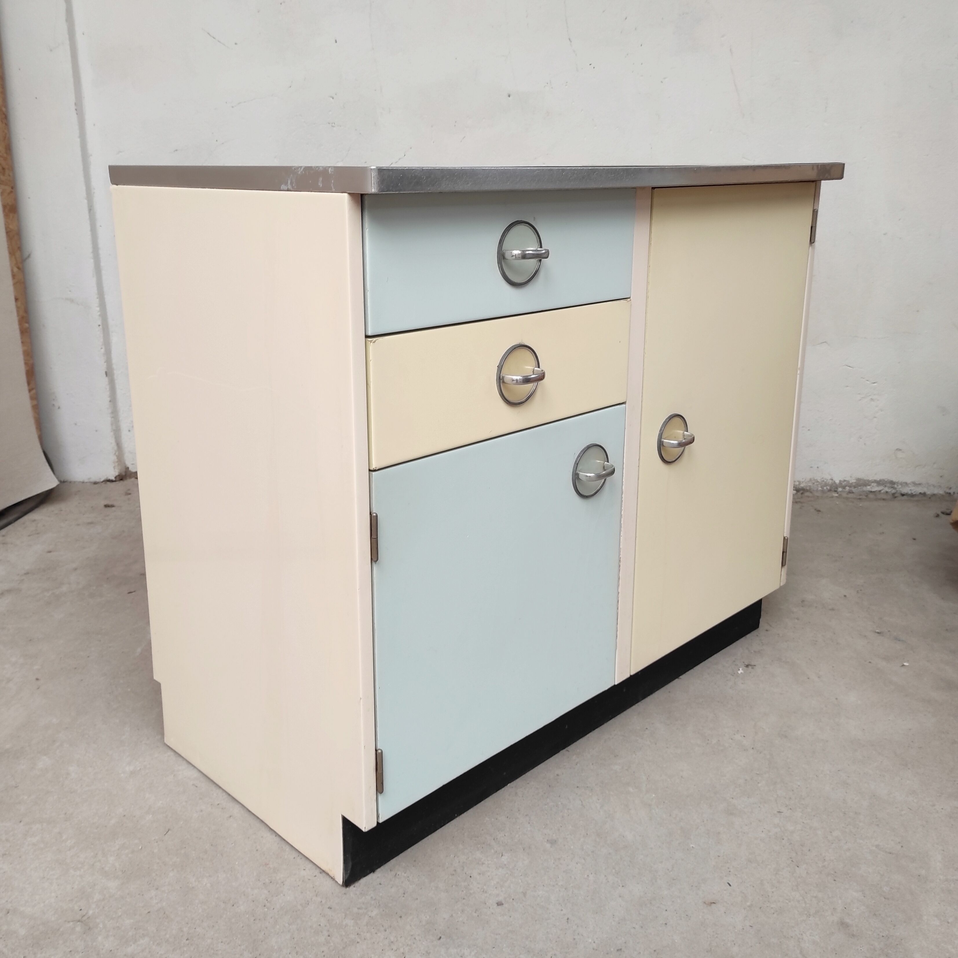Yellow and blue formica sideboard