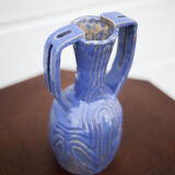 Vase in brutalist blue glazed terracotta 70