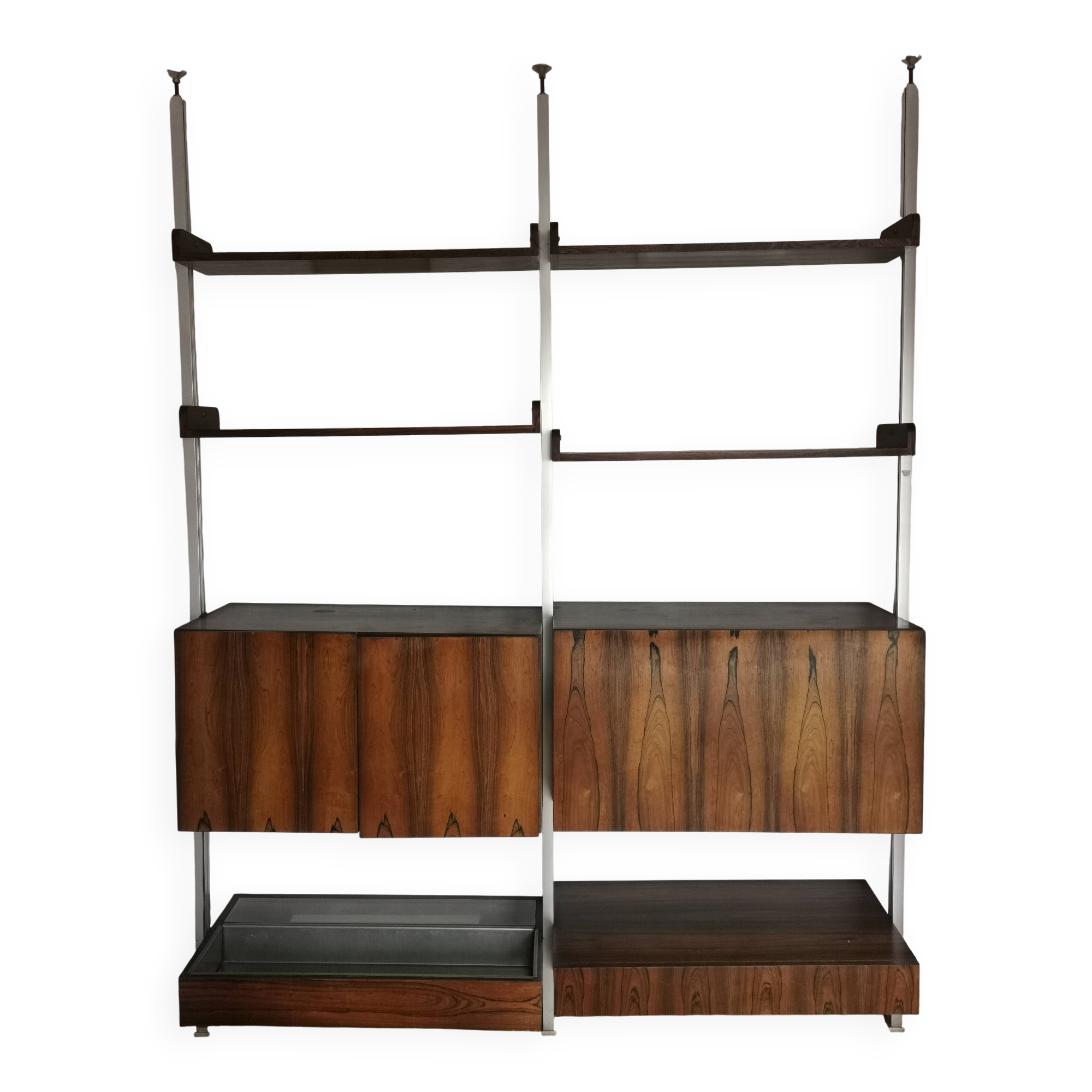 Modular shelves in Rio rosewood