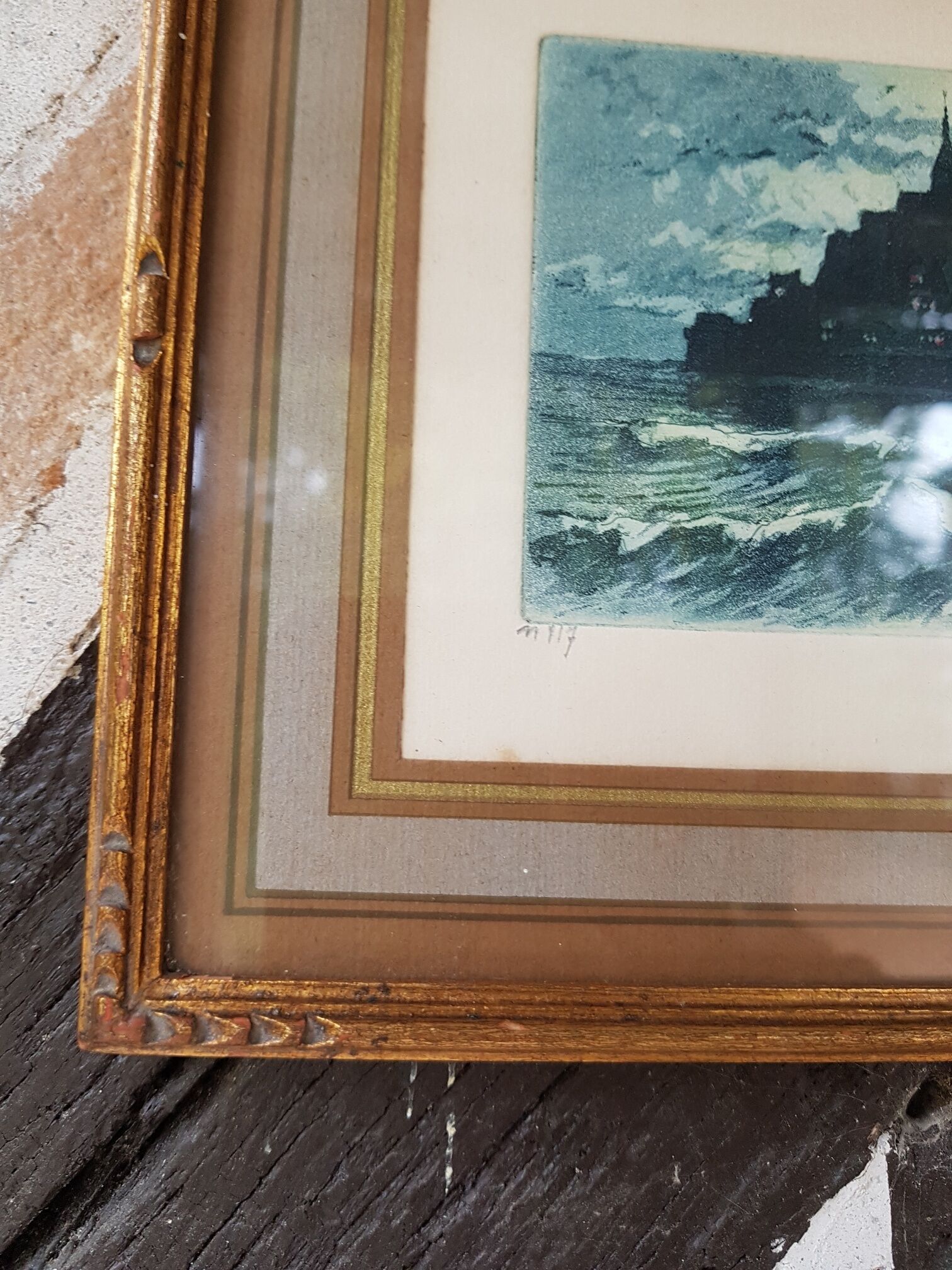 Tableau aquarelle Mont St Michel encadré