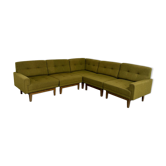 Vintage modular Scandinavian design green fabric corner sofa 1960s