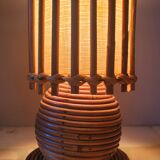 Old vintage Louis Sognot rattan lamp from the 50s and 60s