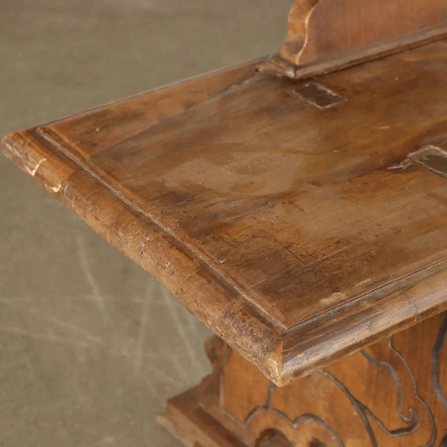 Ancient baroque walnut bench, Italy, 18th century