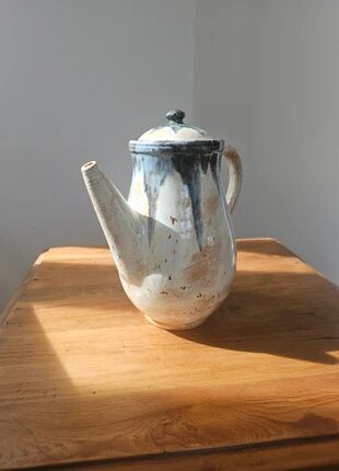 Glazed stoneware coffee pot - Biron art pottery - Vintage ceramics