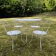 Renovated antique garden furniture in wrought iron, early 20th century.