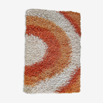 Retro orange - white Space Age carpet / 180x120cm