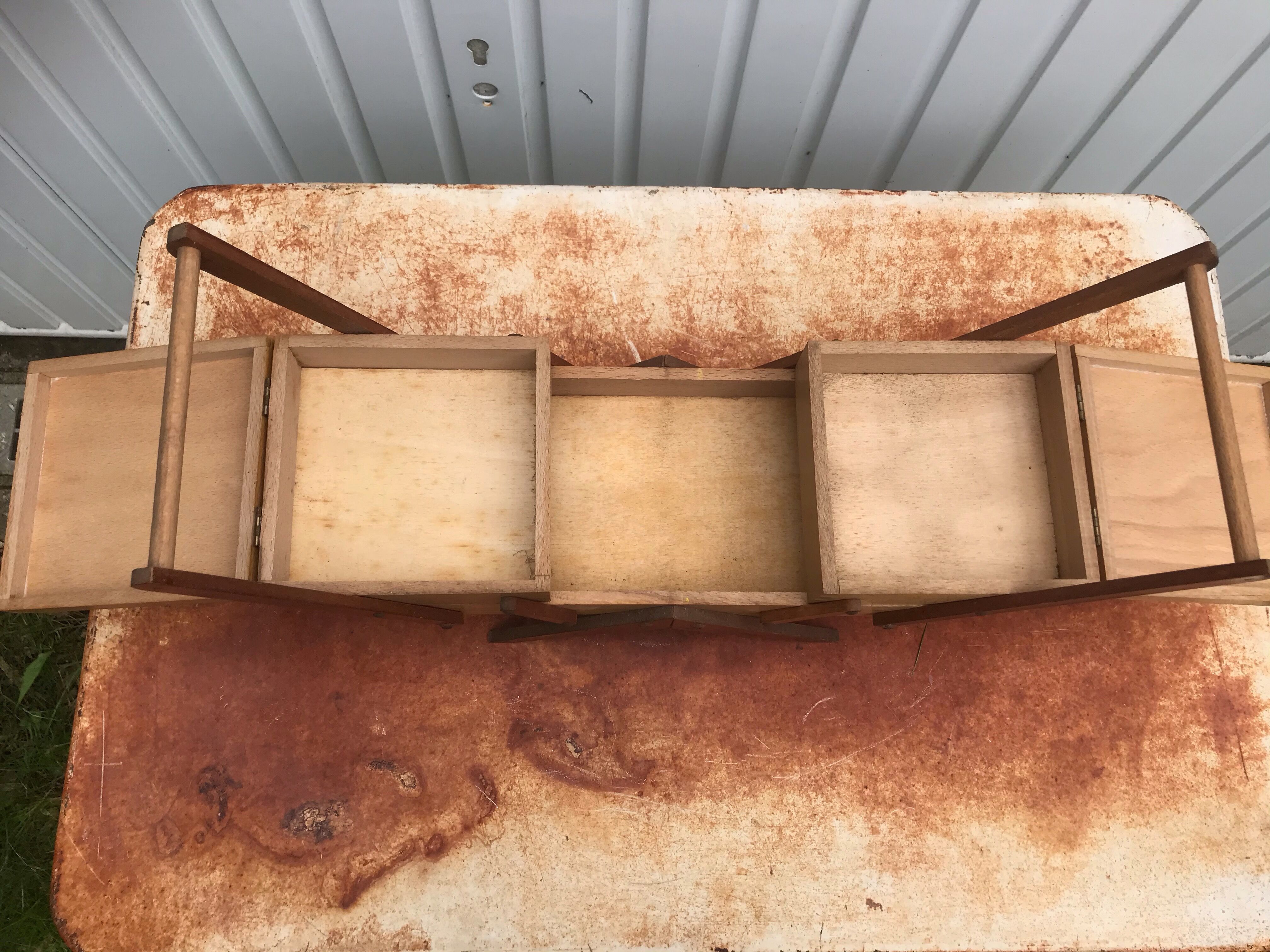 Vintage compas sewing basket