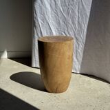 Stool, side table, cylindrical solid mango wood end table.
