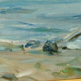 Vintage European oil on canvas – "Beach Scene"