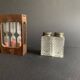 Salière et poivrières en verre pointe de diamant des années 60