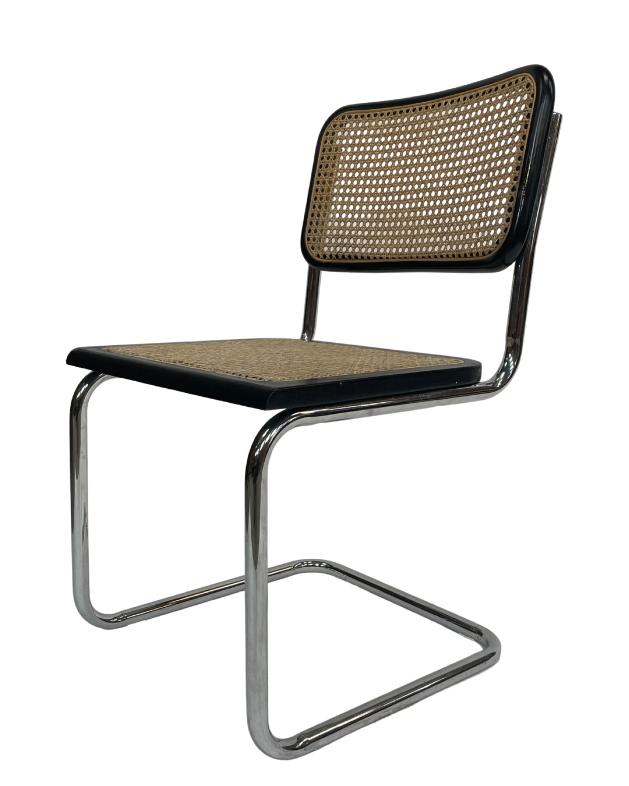 Chaise Cesca modèle b32 en chrome et noir par Marcel Breuer