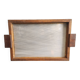 French vintage tray from the 50s, oak and glass