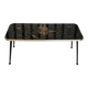 Vintage black and gold glass coffee table with conical legs from the 1940s.