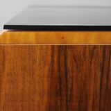 1960s František Mezulaník mid-century maple nightstands with black glass tops