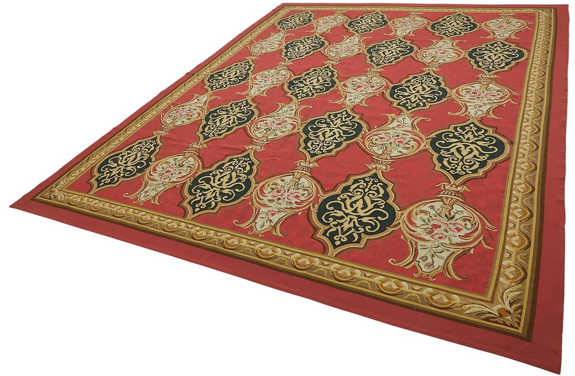 Handmade European Vintage Aubusson Kilim 272 cm x 346 cm