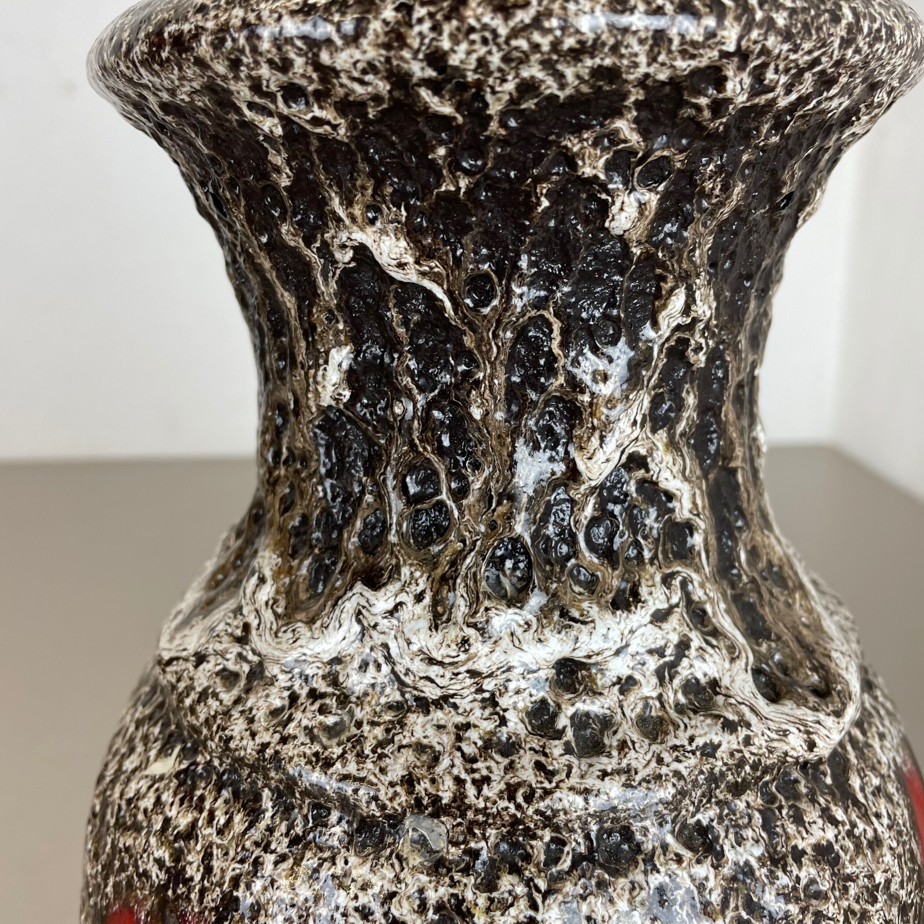 Zig Zag Pottery Fat Lava Vase Made by Scheurich, Germany, 1970s