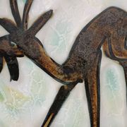 Ceramic plate by Jacques Marie, deer decoration, 1960