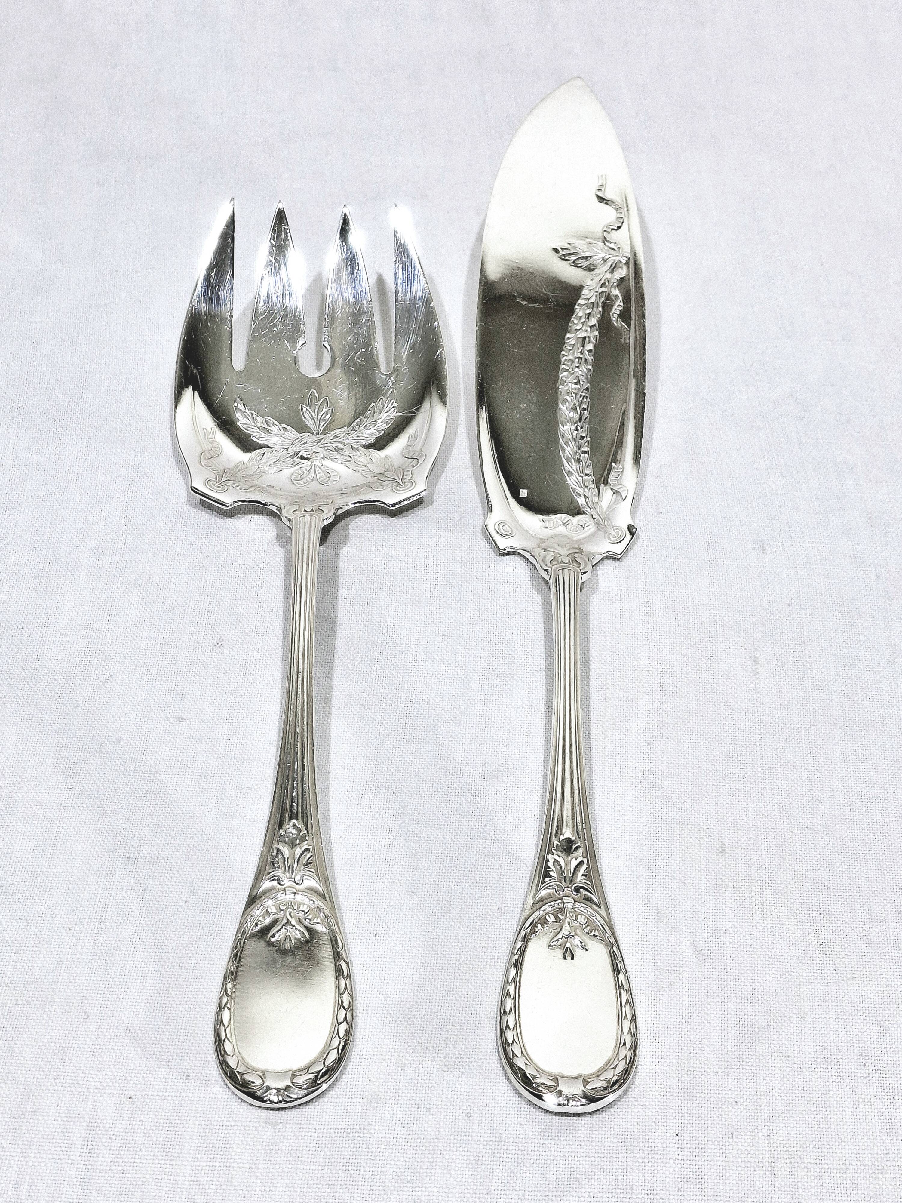 Christofle Cutlery Set - Trianon Model - 155 Pieces, Silver-Plated Metal