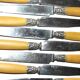 Series of 12 art nouveau knives in steel and beige bakelite 1900-1910