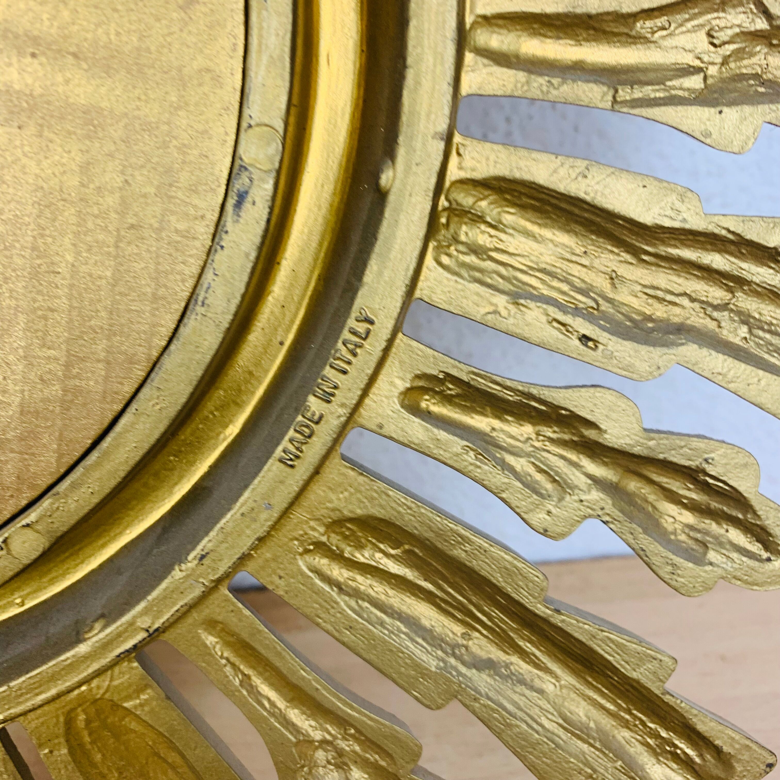 Miroir soleil doré italien années 60 résine