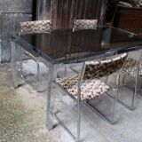 Vintage table chrome legs and smoked glass top