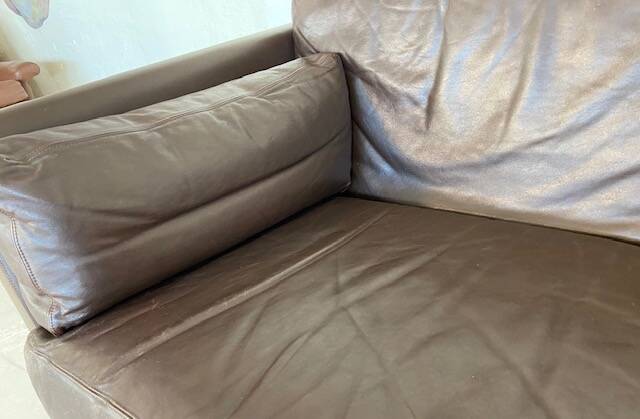 Vintage danish mid-century 3 person brown leather sofa by georg thams 1960s