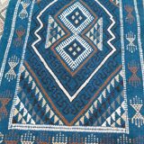 Tapis mergoum bleu fait main traditionnel 50x100
