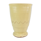 Ceramic vase with light glaze and simpel pattern of unknown Danish artist, 1960s