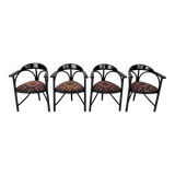 Set of 4 Black Lacquered Model 225 Thonet Armchairs, 1980s
