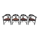 Set of 4 Black Lacquered Model 225 Thonet Armchairs, 1980s