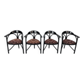 Lot de 4 fauteuils Thonet modèle 225 laqués noir, années 1980