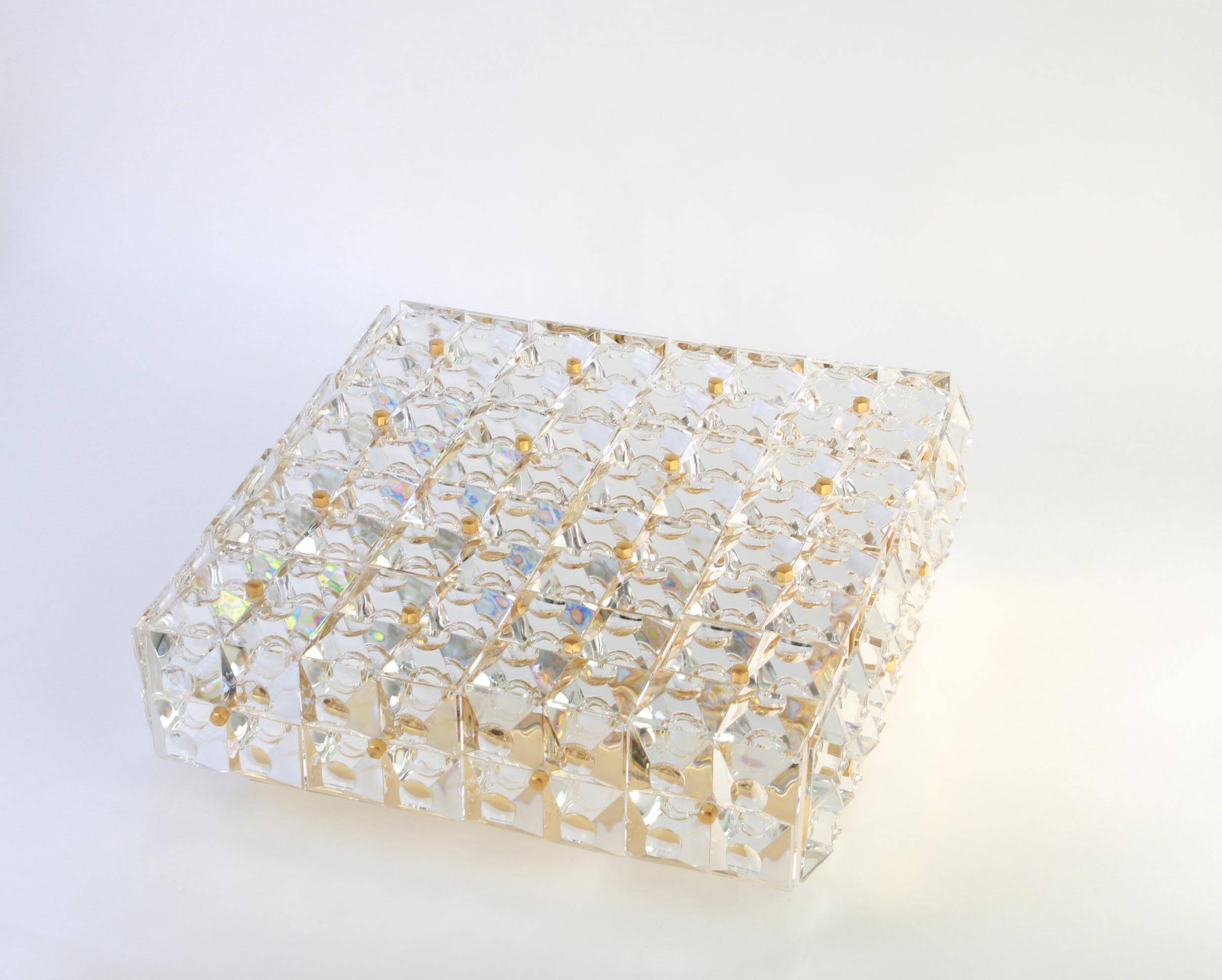 Large crystal faceted ceiling light by Kinkeldey, Germany, 1970s.