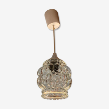 Old vintage 70 pendant lamp molded glass bubble
