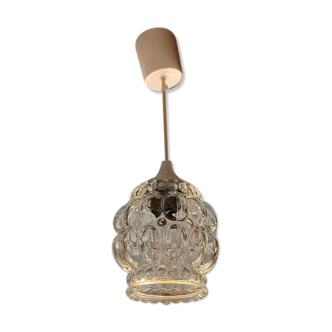 Old vintage 70 pendant lamp molded glass bubble