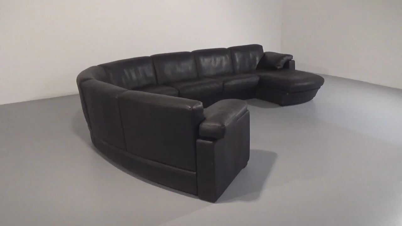 De Sede modular 7-piece mid-century leather sofa in black – Swiss icon