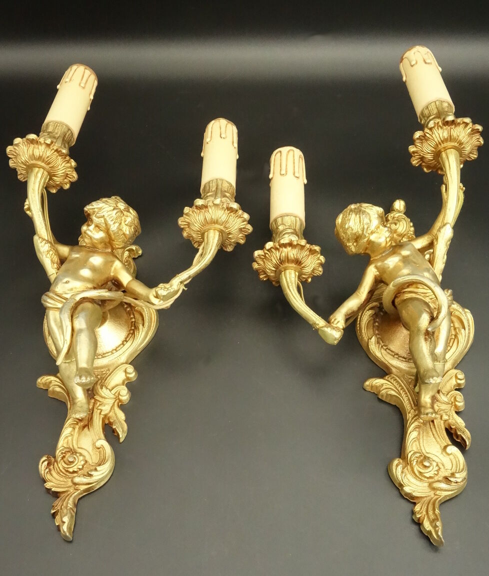 Great pair of wall light  the Cherubim, of Louis XV style