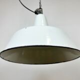 Suspension industrielle en émail blanc de Zaos, années 1960