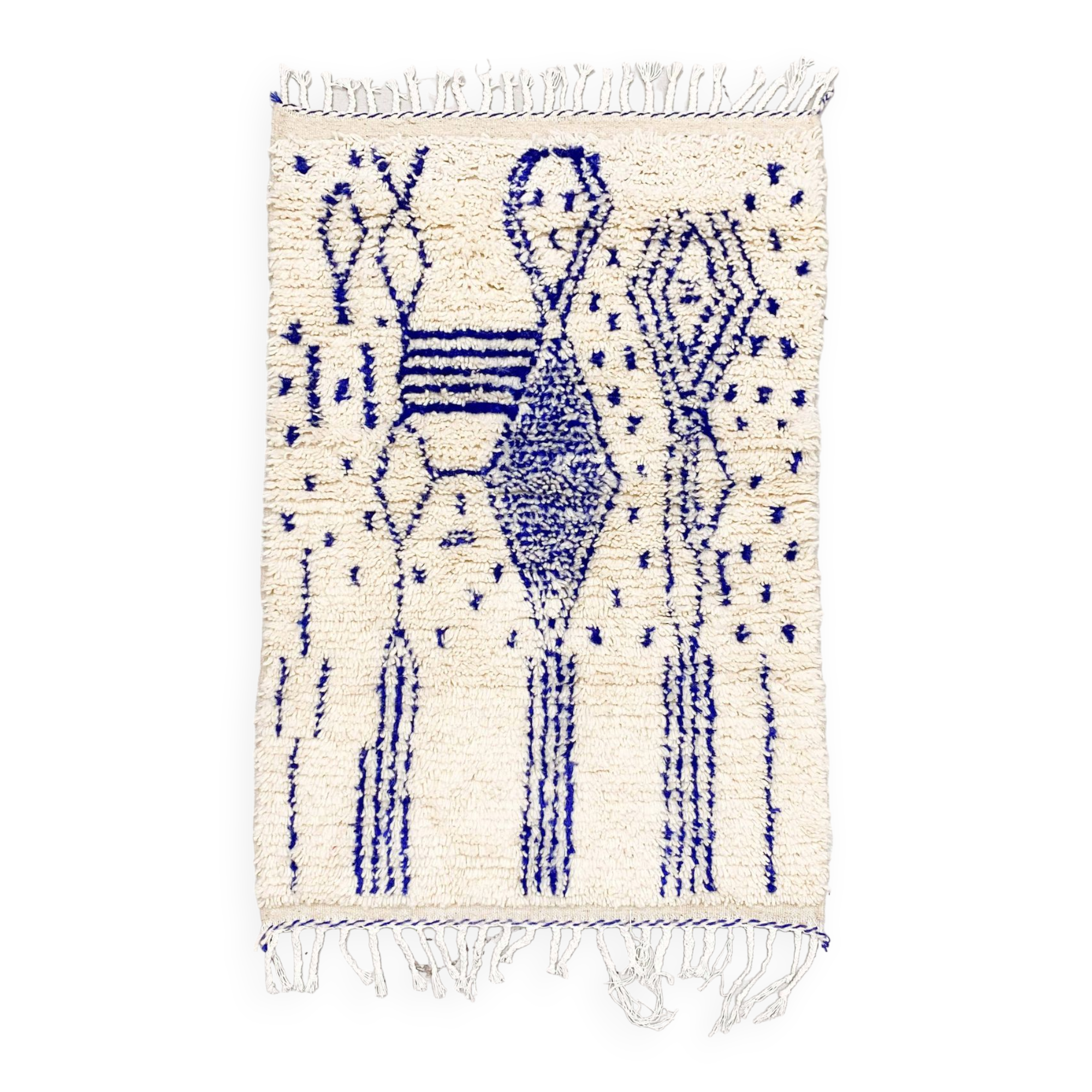 Azilal Moroccan Berber rug with majorelle blue patterns 1.40x0.92m
