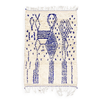 Tapis berbère marocain Azilal à motifs bleu majorelle 1,40x0,92m