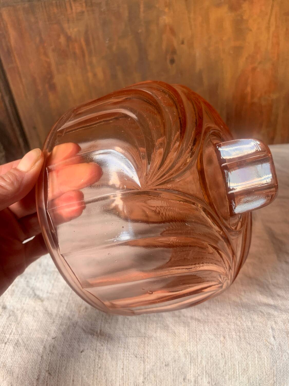 Art Deco pink glass dome cheese plate