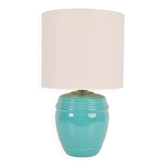 Lampe de table en porcelaine menthe de Laura Ashley, années 1980.
